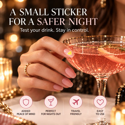 Zaynea™ Drink Testing Stickers – Heart & Butterfly Designs