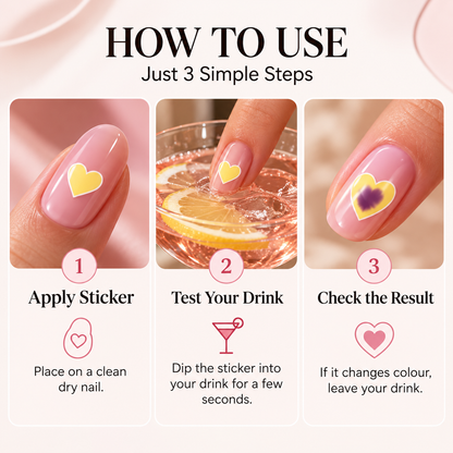 Zaynea™ Drink Testing Stickers – Heart & Butterfly Designs