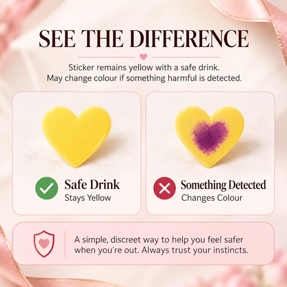 Zaynea™ Drink Testing Stickers – Heart & Butterfly Designs