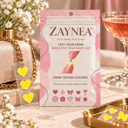 Zaynea™ Drink Testing Stickers – Heart & Butterfly Designs